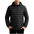 thumbnail image 1 of Men's Lightweight Winter Coats Solid Color Hooded Puffer Jacket Winter Warm Down Jackets with Zipper Pockets, 1 of 8