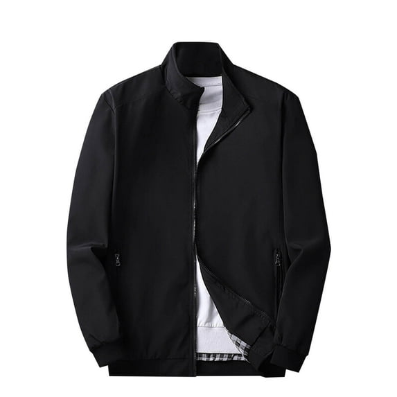 Men's Lightweight Zip Up Jacket Stand Collar Sports Coats Casual Light Golf Jackets with Pockets
