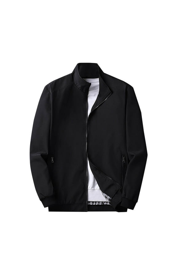 Men's Lightweight Zip Up Jacket Stand Collar Sports Coats Casual Light Golf Jackets with Pockets
