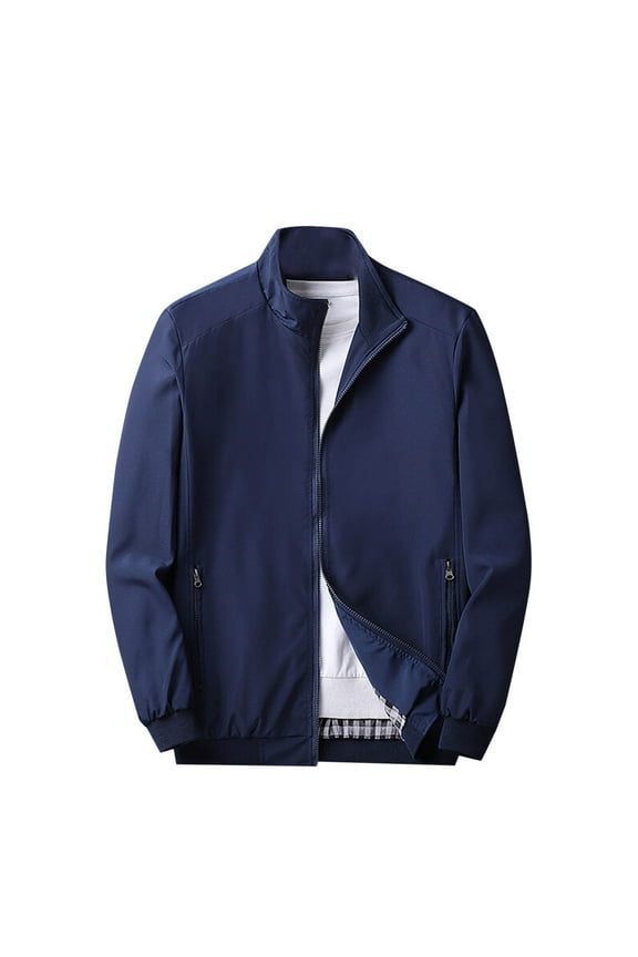 Men's Lightweight Zip Up Jacket Stand Collar Sports Coats Casual Light Golf Jackets with Pockets