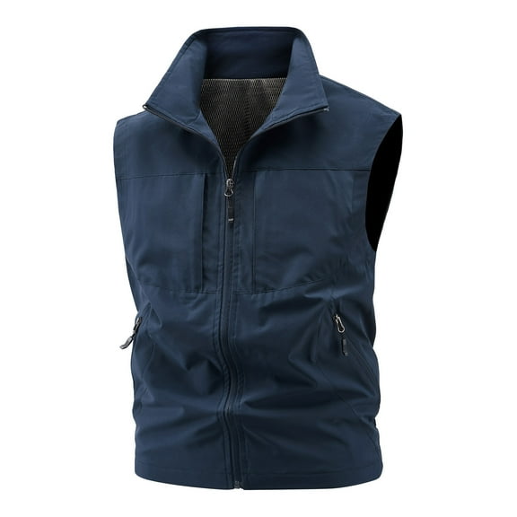 Men's Lightweight Zip Up Vest Windproof Sleeveless Jacket for Travel Hiking Running Golf
