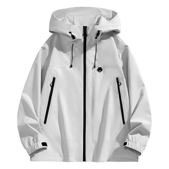 Men'S Lightweight Rainjackets Waterproof Zip Up Hooded Rain Coat Outdoor Oversized Shell Jacket For Hiking Travel Rain Gear Rain Coats For Men White Xxxxl
