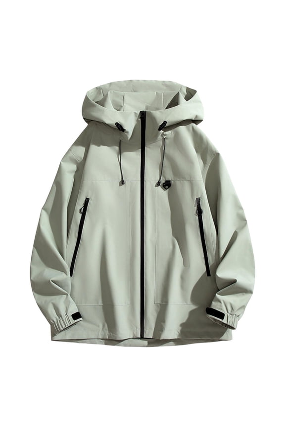 Men'S Lightweight Rainjackets Waterproof Zip Up Hooded Rain Coat Outdoor Oversized Shell Jacket For Hiking Travel Rain Gear Rain Poncho Army Green Xl