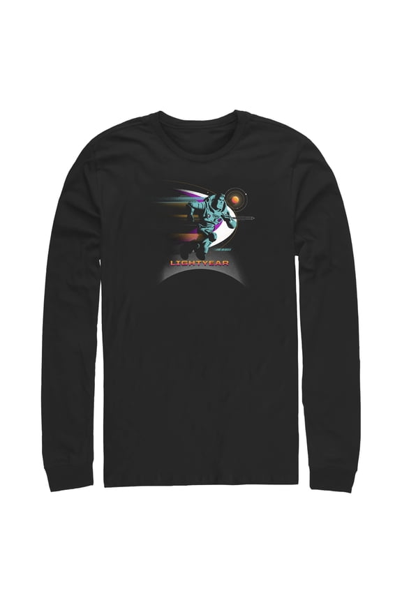 Men's Lightyear Buzz Running Planets Logo Long Sleeve Shirt Black Medium