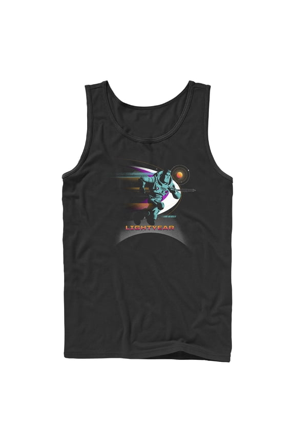 Men's Lightyear Buzz Running Planets Logo Tank Top Black Medium