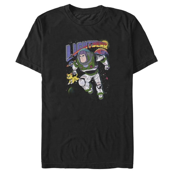 Men's Lightyear Buzz and Sox Protecting The Galaxy Graphic Tee Black X Large