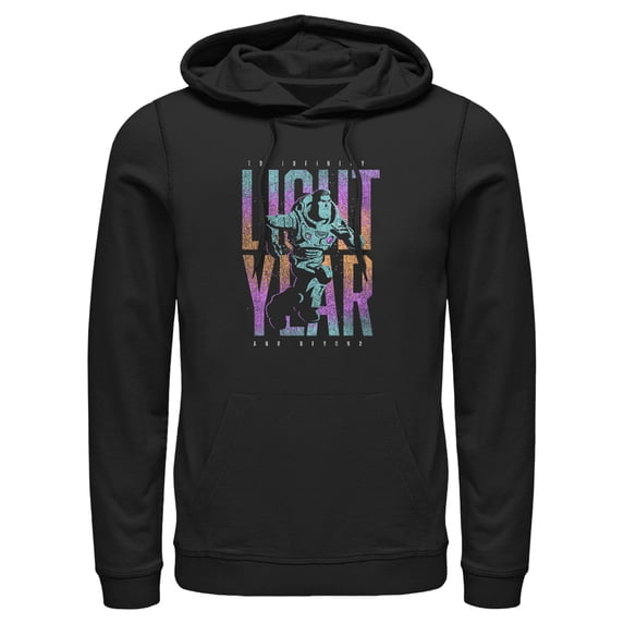 Men's Lightyear Colorful Logo Pull Over Hoodie Black X Large