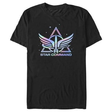 Men's Lightyear Holographic Star Command Logo  Graphic Tee Black Large