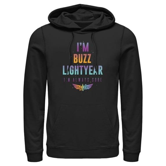 Men's Lightyear I'm Buzz Lightyear I'm Always Sure Pull Over Hoodie Black Medium