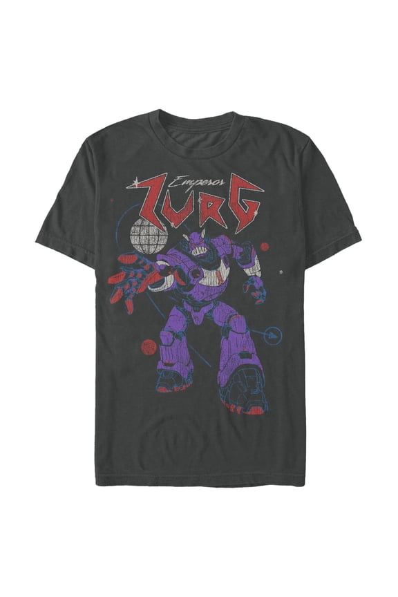 Men's Lightyear Retro Emperor Zurg Distressed Graphic Tee Charcoal Medium
