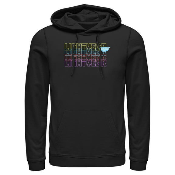 Men's Lightyear Stacked Colorful Logo Pull Over Hoodie Black 3X Large