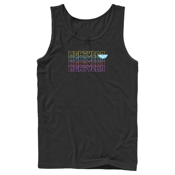 Men's Lightyear Stacked Colorful Logo Tank Top Black Medium