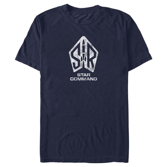 Men's Lightyear Star Command Distressed Logo  Graphic Tee Navy Blue X Large