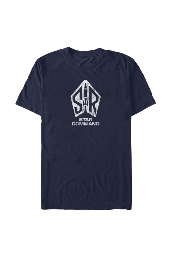 Men's Lightyear Star Command Distressed Logo  Graphic Tee Navy Blue X Large