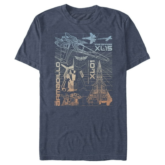 Men's Lightyear Star Command Ships Graphic Tee Navy Blue Heather Large