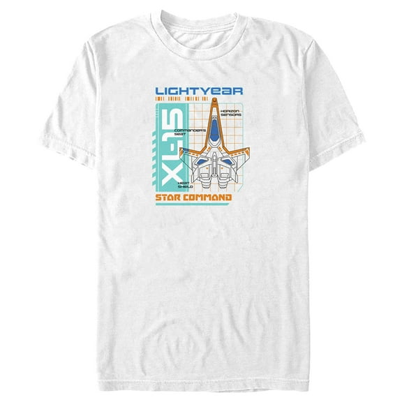 Men's Lightyear XL-15 Spaceship Blueprints  Graphic Tee White Medium