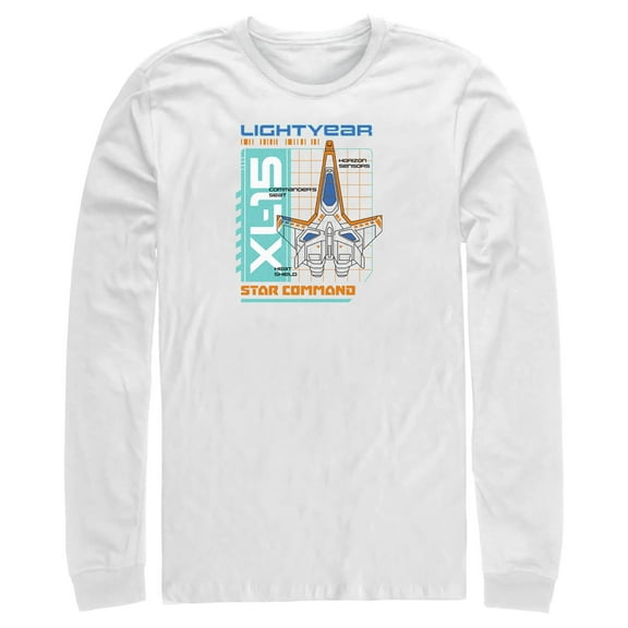 Men's Lightyear XL-15 Spaceship Blueprints  Long Sleeve Shirt White Small