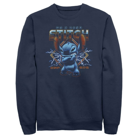 Men's Lilo & Stitch 80s Rocker Stitch Sweatshirt Navy Blue 3X Large