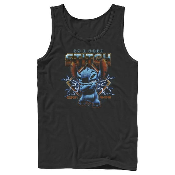 Men's Lilo & Stitch 80s Rocker Stitch Tank Top Black Small