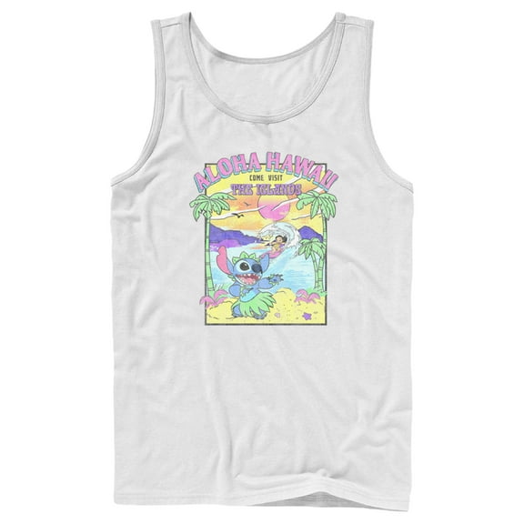 Men's Lilo & Stitch Aloha Hawaii Come Visit the Islands Tank Top White Small