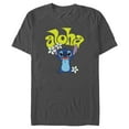 thumbnail image 1 of Men's Lilo & Stitch Aloha Wavy Text Graphic Tee Charcoal X Large, 1 of 5