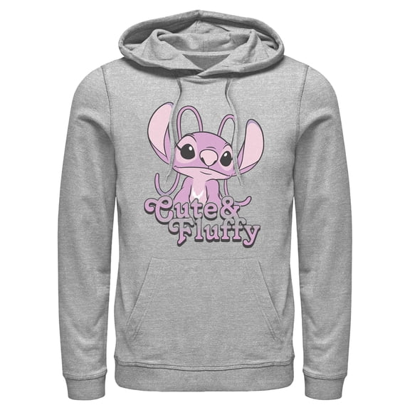 Men's Lilo & Stitch Angel Cute & Fluffy Pull Over Hoodie Athletic Heather Large