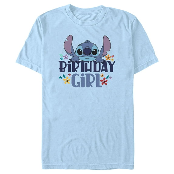 Men's Lilo & Stitch Birthday Girl Stitch Graphic Tee Light Blue Large