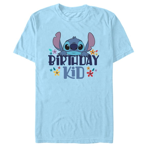 Men's Lilo & Stitch Birthday Kid Graphic Tee Light Blue 2X Large