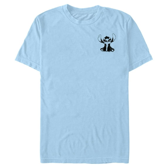 Men's Lilo & Stitch Black and White Sketch Stitch Graphic Tee Light Blue 3X Large