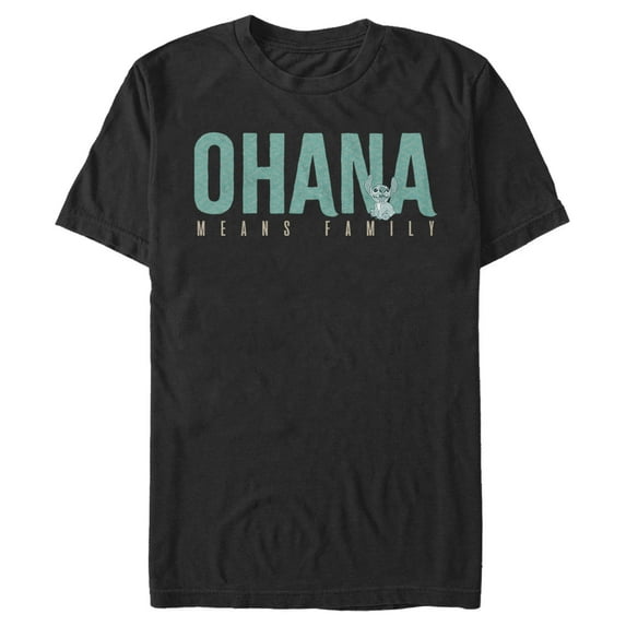 Men's Lilo & Stitch Bold Ohana means Family Graphic Tee Black Medium