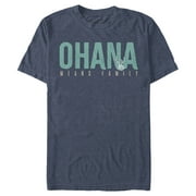Men's Lilo & Stitch Bold Ohana means Family  Graphic Tee Navy Blue Heather 2X Large