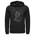 thumbnail image 1 of Men's Lilo & Stitch Bright Neon Outline Pull Over Hoodie Black Medium, 1 of 4
