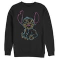 thumbnail image 1 of Men's Lilo & Stitch Bright Neon Outline Sweatshirt Black Small, 1 of 4