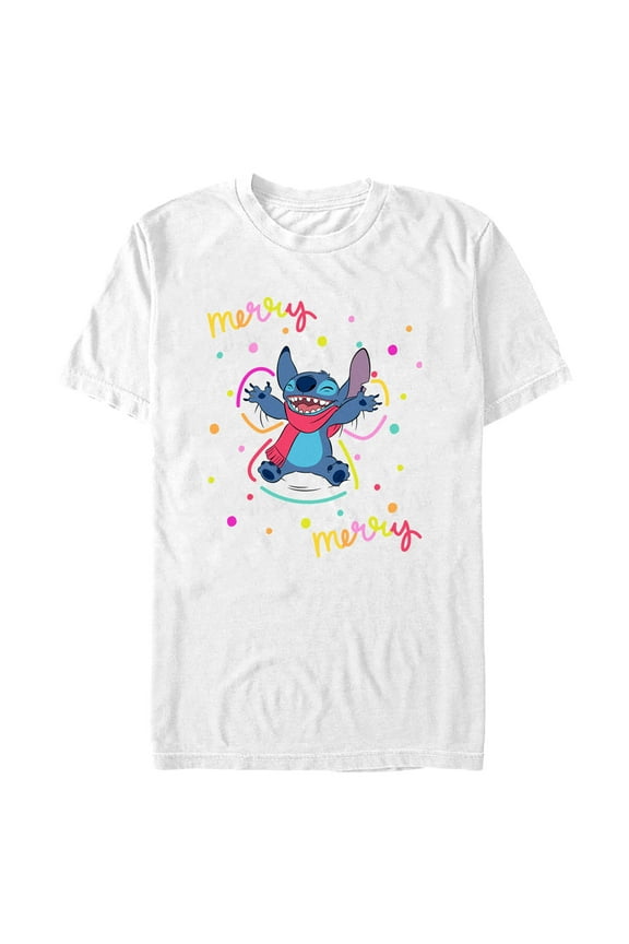 Men's Lilo & Stitch Christmas Merry Merry Graphic Tee White Large