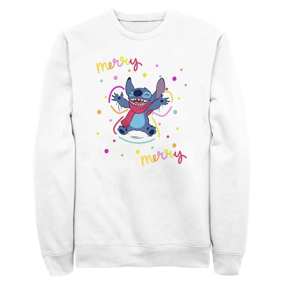 Men's Lilo & Stitch Christmas Merry Merry Sweatshirt White Small