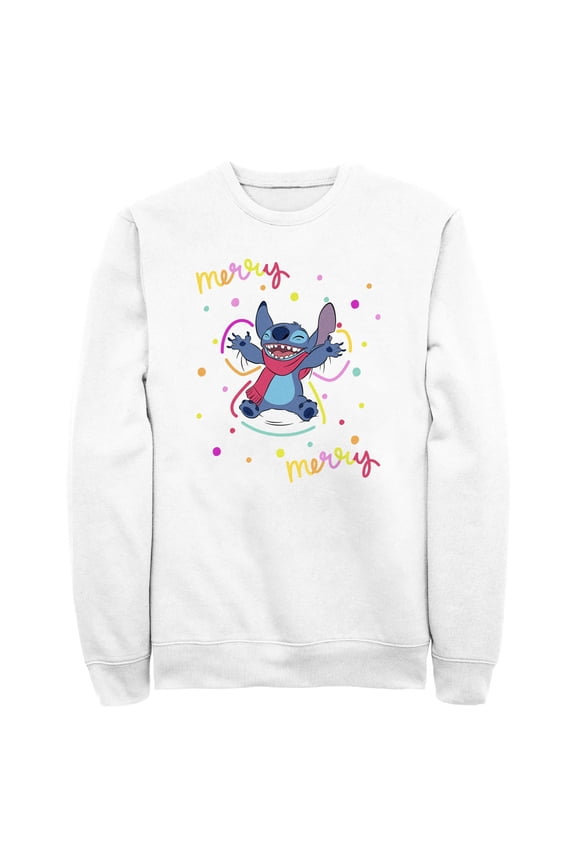 Men's Lilo & Stitch Christmas Merry Merry Sweatshirt White X Large