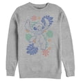 thumbnail image 1 of Men's Lilo & Stitch Colorful Tropical Flowers Sweatshirt Athletic Heather Large, 1 of 4
