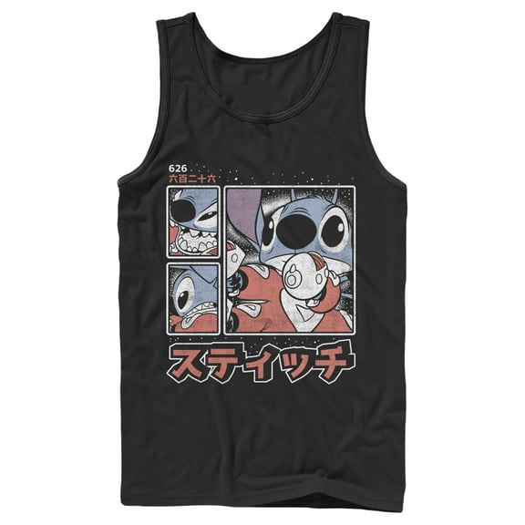 Men's Lilo & Stitch Comic Book Panels Tank Top Black Medium