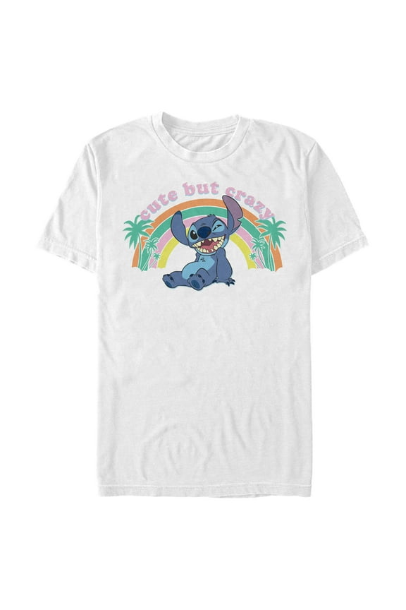Men's Lilo & Stitch Cute But Crazy Graphic Tee White 2X Large