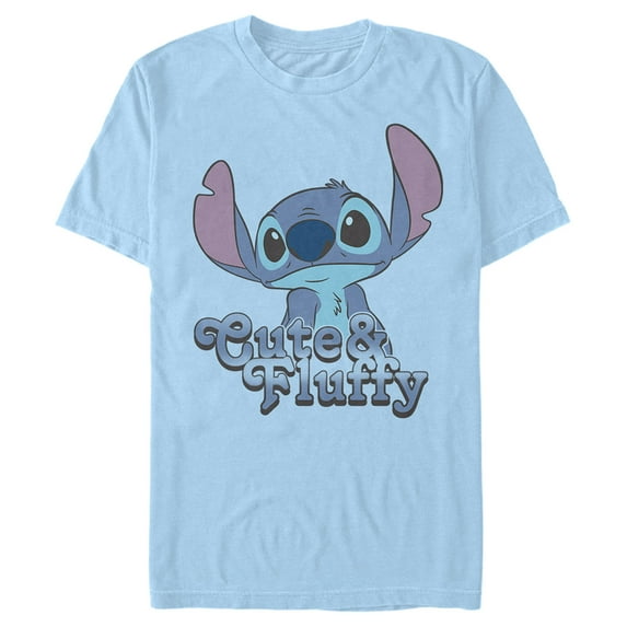 Men's Lilo & Stitch Cute & Fluffy Stitch Graphic Tee Light Blue Large