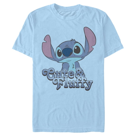 Men's Lilo & Stitch Cute & Fluffy Stitch Graphic Tee Light Blue Medium