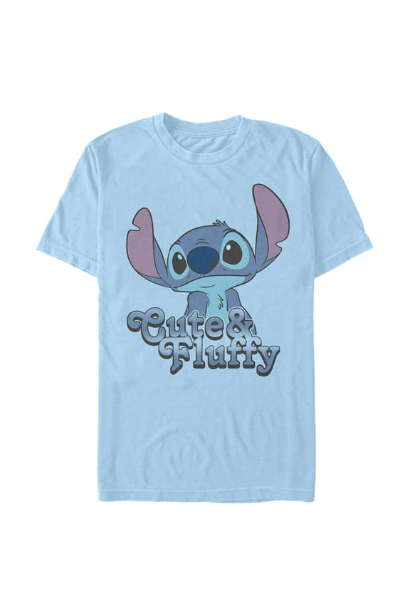 Men's Lilo & Stitch Cute & Fluffy Stitch Graphic Tee Light Blue Medium