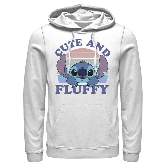 Men's Lilo & Stitch Cute and Fluffy  Pull Over Hoodie White 3X Large