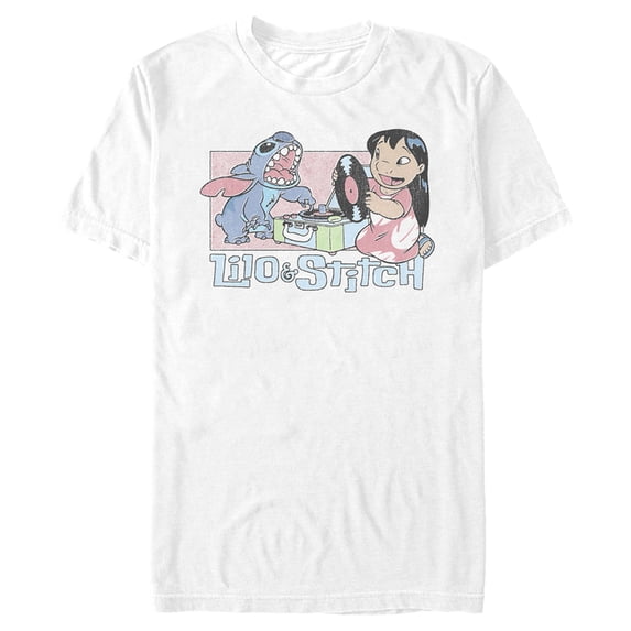 Men's Lilo & Stitch DJ Duo Graphic Tee White 2X Large