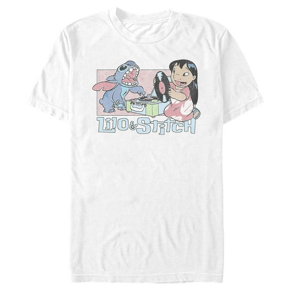 Men's Lilo & Stitch DJ Duo Graphic Tee White Small