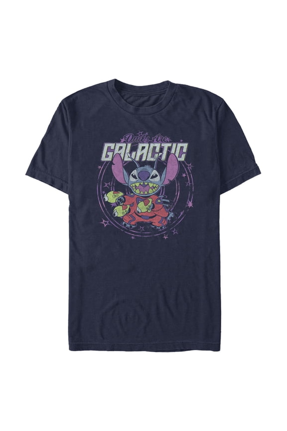 Men's Lilo & Stitch Dads Are Galactic Graphic Tee Navy Blue Large