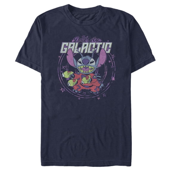 Men's Lilo & Stitch Dads Are Galactic Graphic Tee Navy Blue X Large