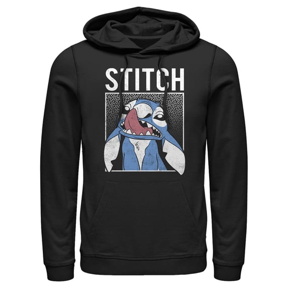 Men's Lilo & Stitch Distressed Nose Picker Pull Over Hoodie Black Medium