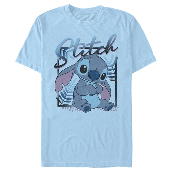 Men's Lilo & Stitch Distressed Poster Stitch Graphic Tee Light Blue Large