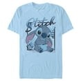 thumbnail image 1 of Men's Lilo & Stitch Distressed Poster Stitch Graphic Tee Light Blue Small, 1 of 9